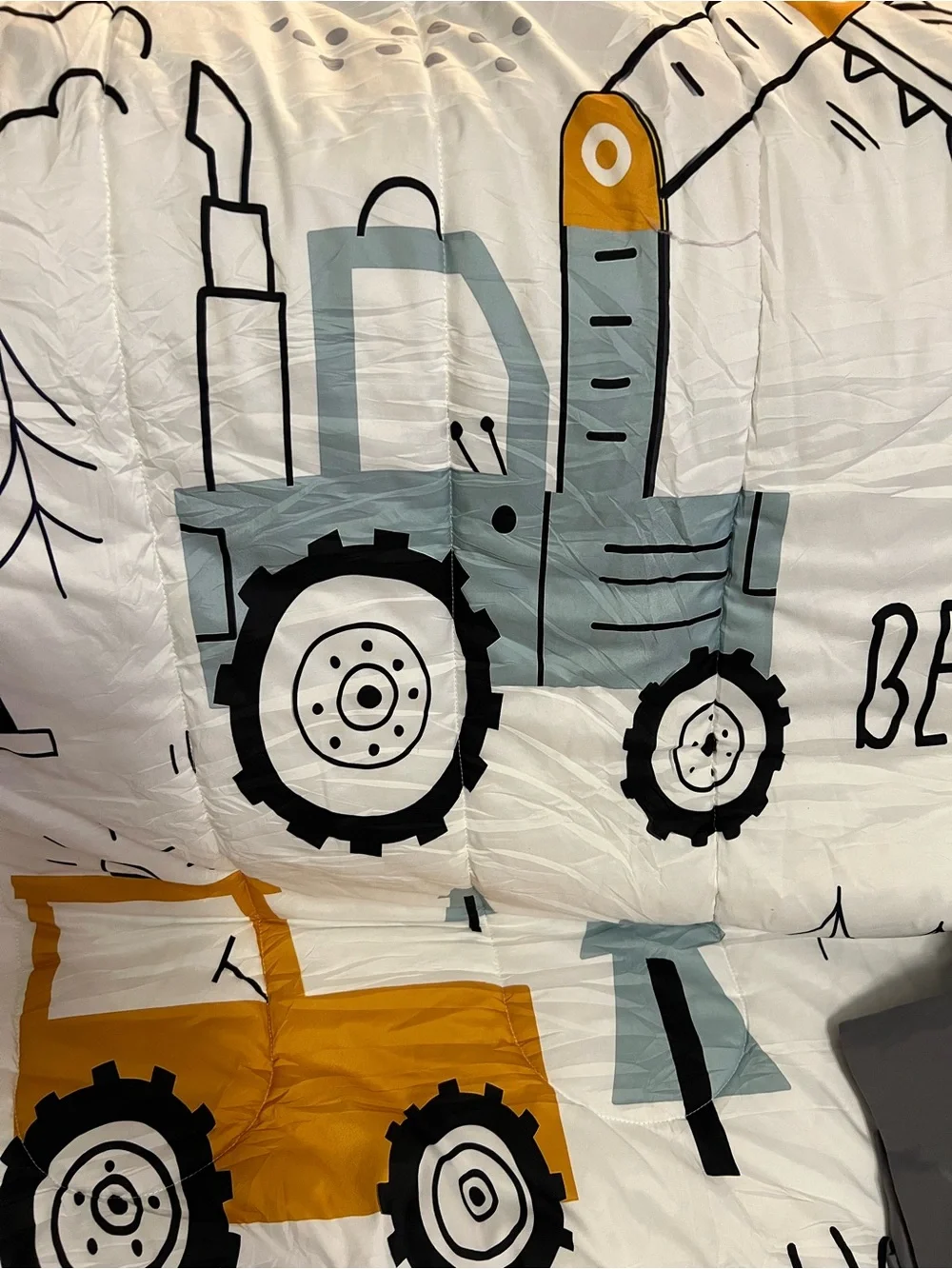 Kids Construction Comforter Set - Gray & Yellow